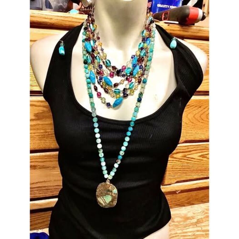 Turquoise and gold tone jewelry set.  Curated, NOT JUNK